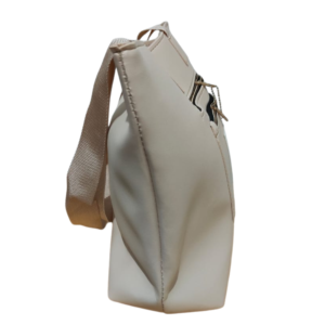Sac à main femme beige avec poche zippée et porte-clé décoratif
