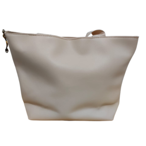 Sac à main femme beige avec poche zippée et porte-clé décoratif
