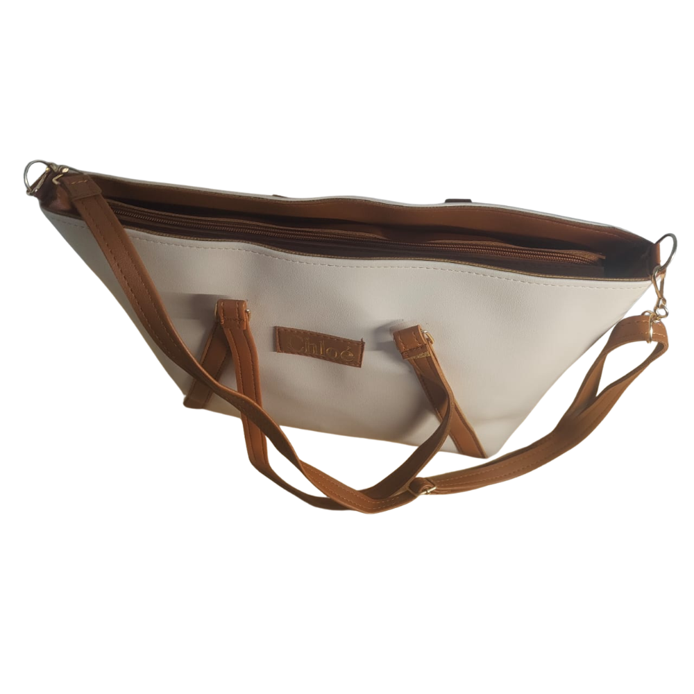 Sac cabas femme bicolore avec bandoulière – Style élégant – Image 6